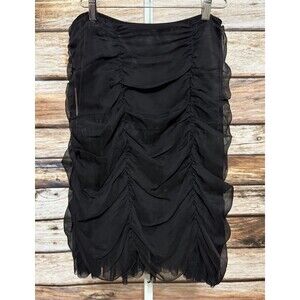 Anthropologie Weston Wear Black Silk Ruched Skirt Size Medium Tulle Lined